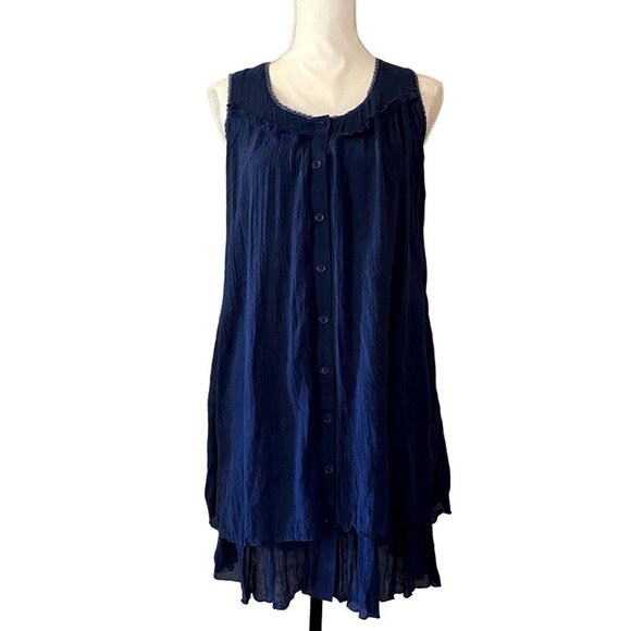🍁 3/$25 🍁 Papillon | Ruffled Sleeveless Dress | Blue | Size: Small - Picture 1 of 14